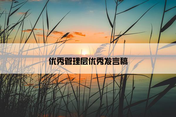 优秀管理层优秀发言稿