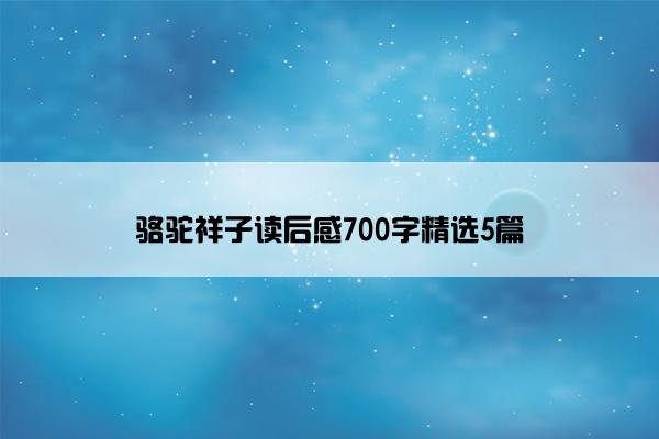 骆驼祥子读后感700字精选5篇